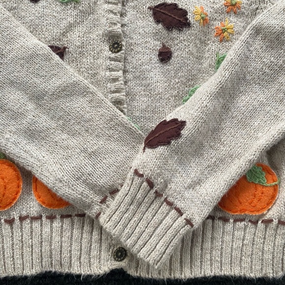 Hartstrings Beige Knit Cardigan with Floral Detail - Picture 1 of 7
